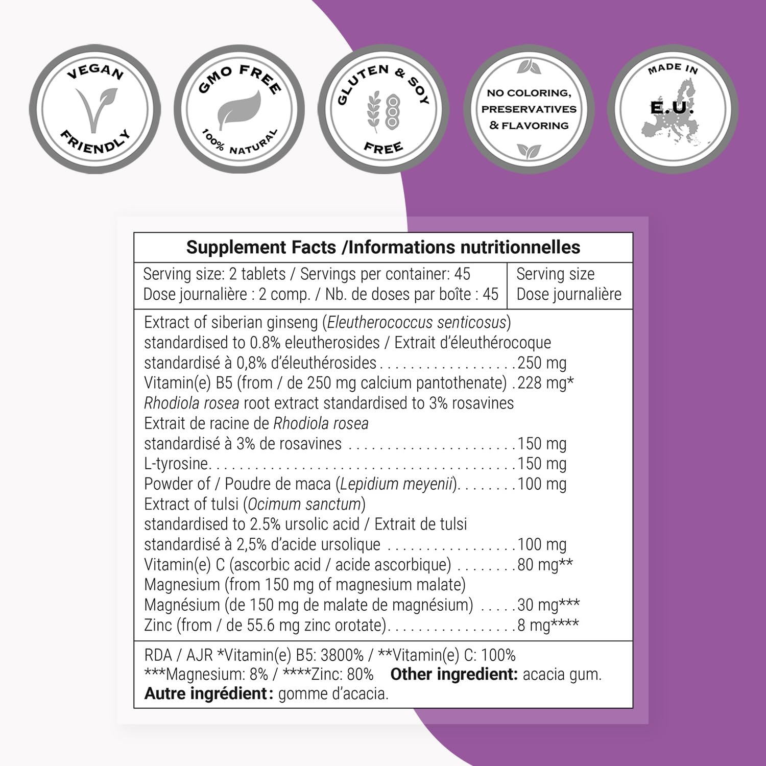 Supersmart - Adrenal Support (Advanced Formula) - with Rhodiola Rosea, Holy Basil Tulsi, Magnesium - Adaptogenic Herbs Supplement | Non-GMO & Gluten Free - 90 Tablets - Image 4