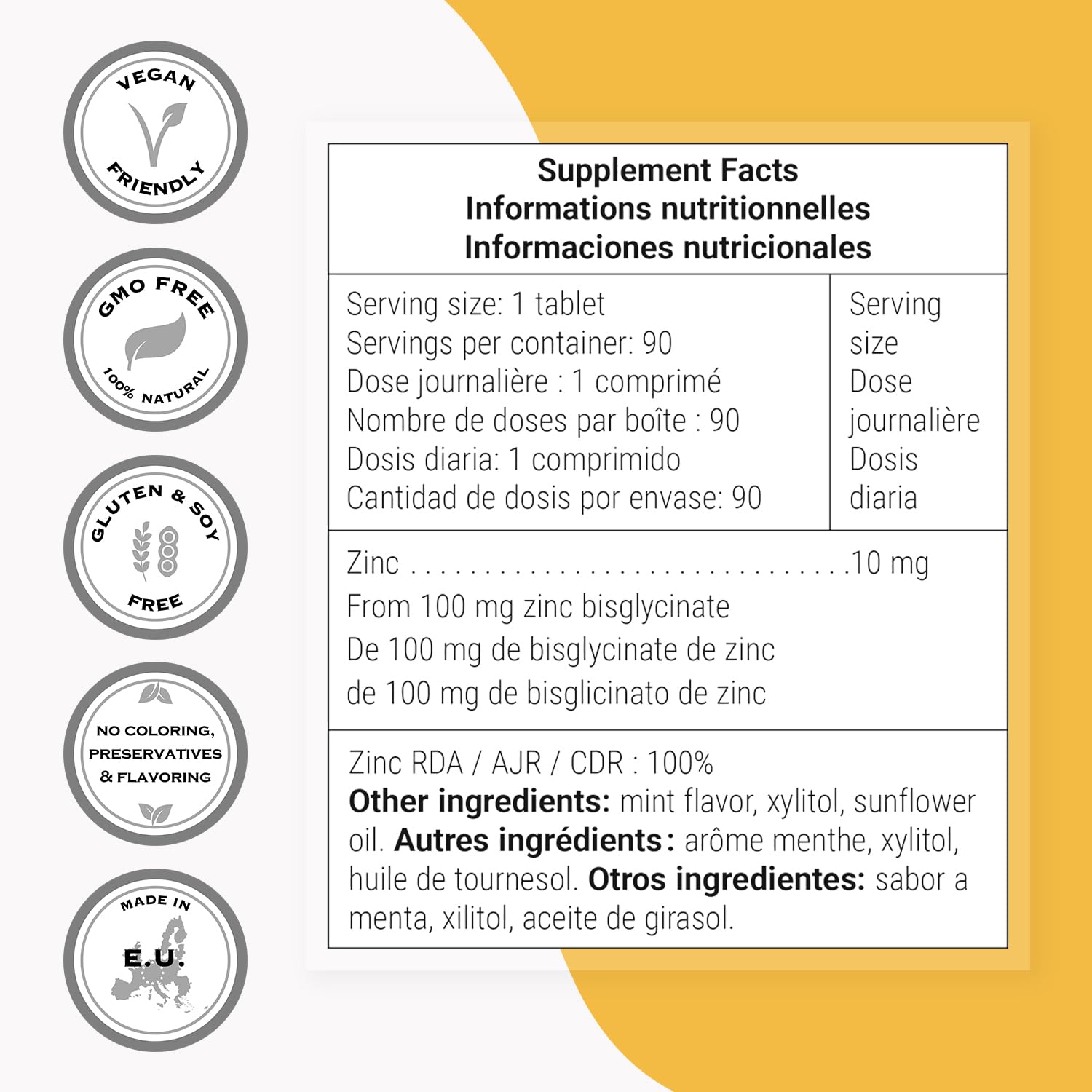 Supersmart - Advanced Zinc Lozenges 10mg per Day (Mint Flavored) Highly Bioavailable - Zinc Bisglycinate | Non-GMO & Gluten Free - 90 Tablets - Image 4