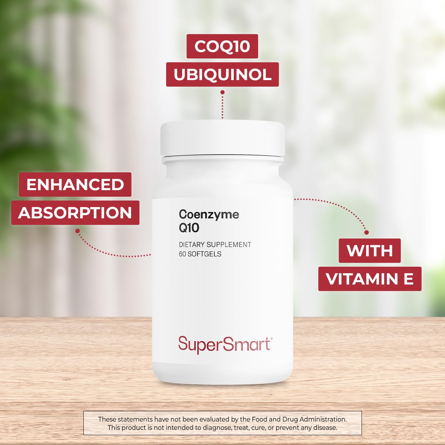 Supersmart - Co-Enzyme Q10 (CoQ10) 90mg per Day - Ubiquinol Supplement with Tocopherols & Vitamin E | Non-GMO & Gluten Free - 60 Softgels - Image 3