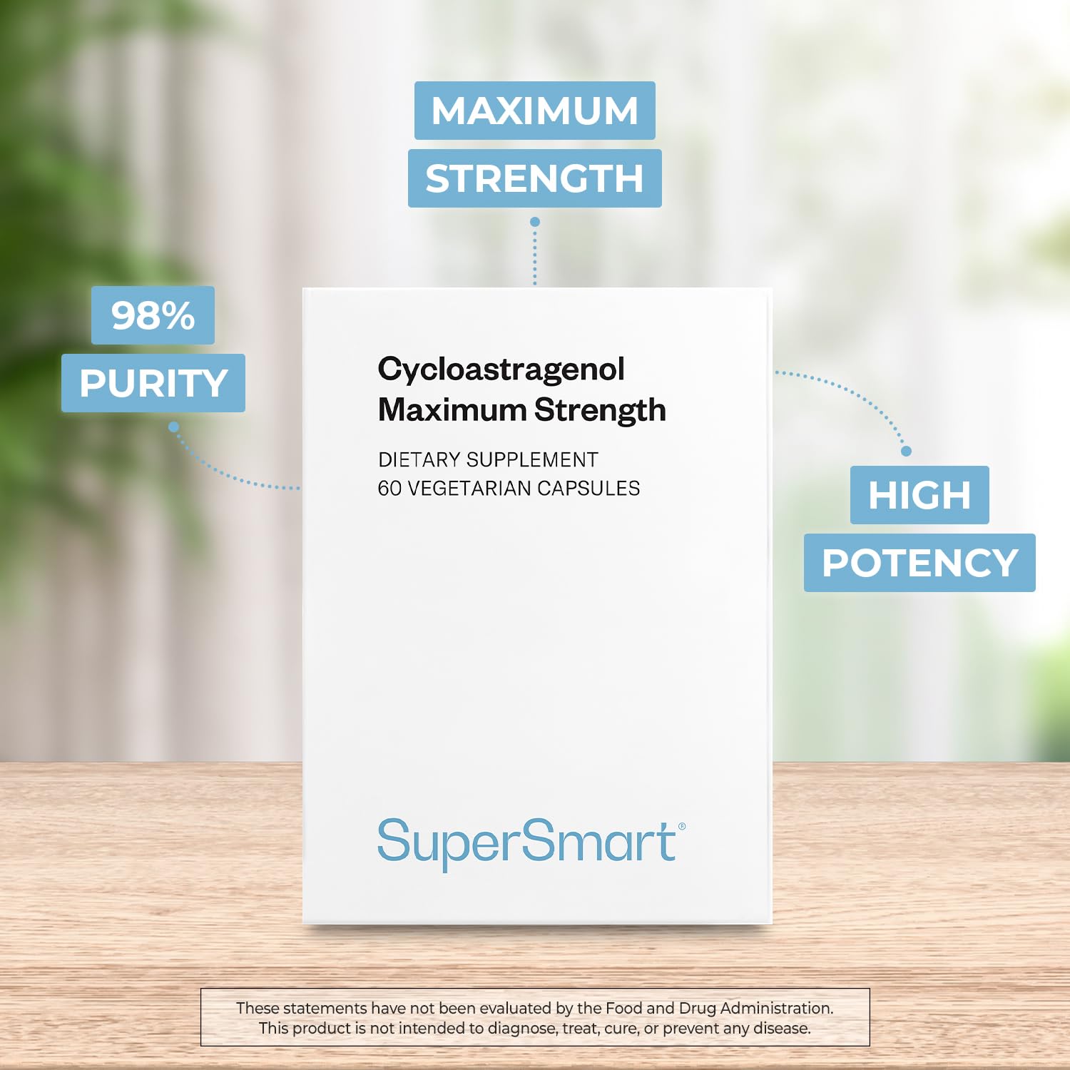 Supersmart - Cycloastragenol 20mg per Day (98% Purity) - DNA & Telomeres Supplement - Astragalus Membranaceus | Non-GMO & Gluten Free - 30 Vegetarian Capsules - Image 3
