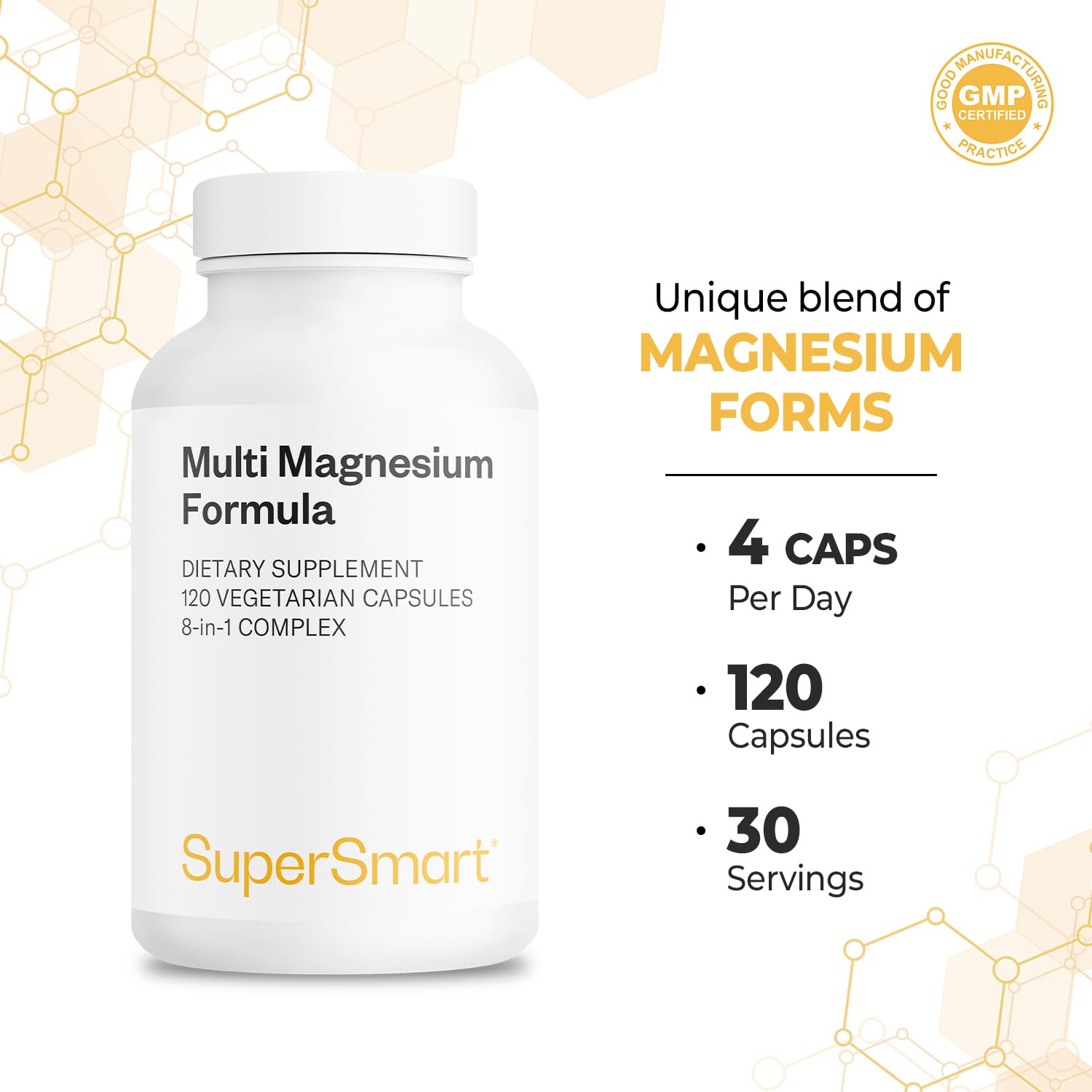 SuperSmart Multi Magnesium Formula (Previously Optimag) - Full Spectrum 8 Active Forms - Fight Magnesium Deficiency | Non-GMO & Gluten Free - 120 Vegetarian Capsules - Image 5