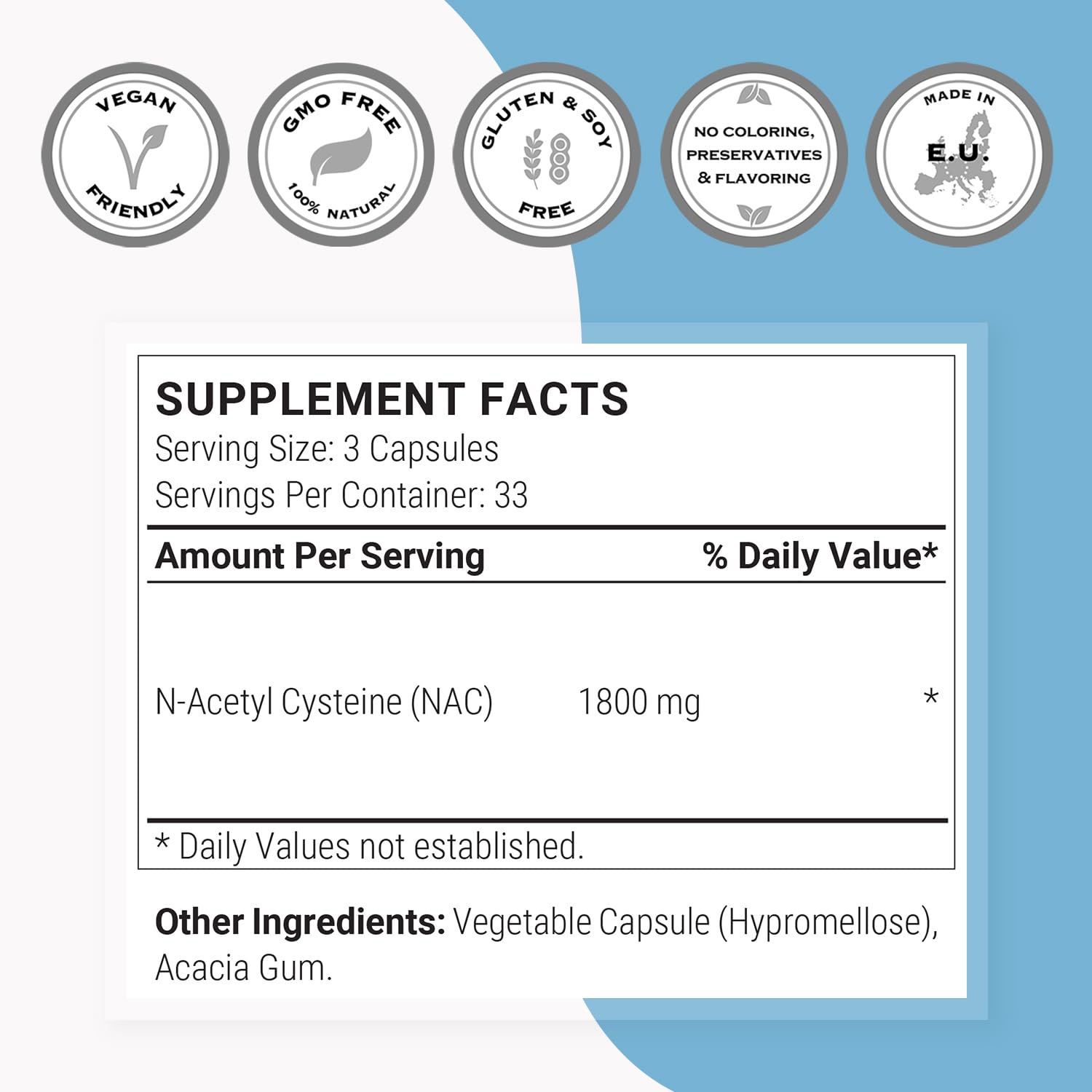 Supersmart - NAC N-Acetyl Cysteine 1800 mg Per Day - Amino Acids - Antioxiddants & Anti Aging Supplement - Glutathione Precursor | Non-GMO & Gluten Free - 100 Vegetarian Capsules - Image 4