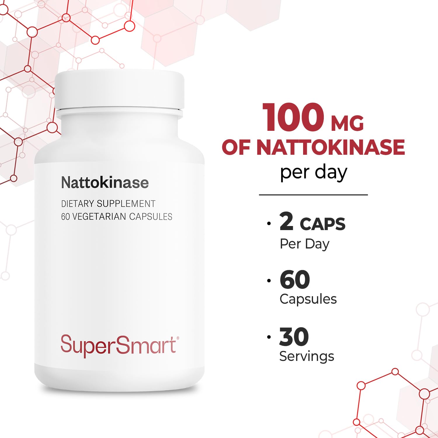 Supersmart - Nattokinase 2600FU or 200mg per Day (Highly Bioavailable) - Japanese Natto Extract - Enhanced with Vitamin E - Fibrinolytic Enzyme | Gluten Free - 60 Capsules. - Image 5