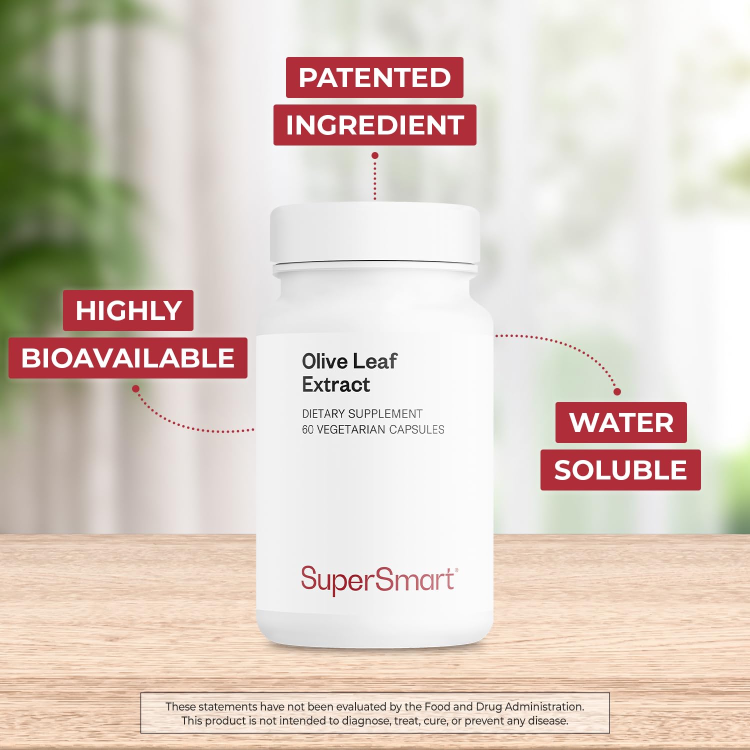 Supersmart Olive Leaf Extract (Patented) - Highly Bioavailable & Water Soluble - Oleuropein 32% Supplement | Non-GMO & Gluten Free - 60 Vegetarian Capsules - Image 3