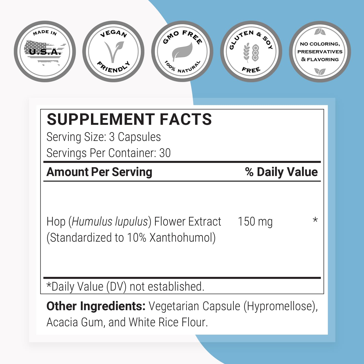 Supersmart - Xanthohumol Supplement (Hops Flower Extract) 150 mg per Day - Antioxidant & Anti Aging - Calm & Sleep Support - Hormone Balance | Non-GMO & Gluten Free - 90 Vegetarian Capsules - Image 4